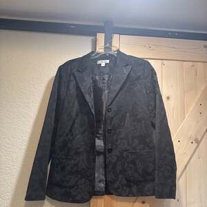 Coldwater Creek Black Floral Embroidered Blazer